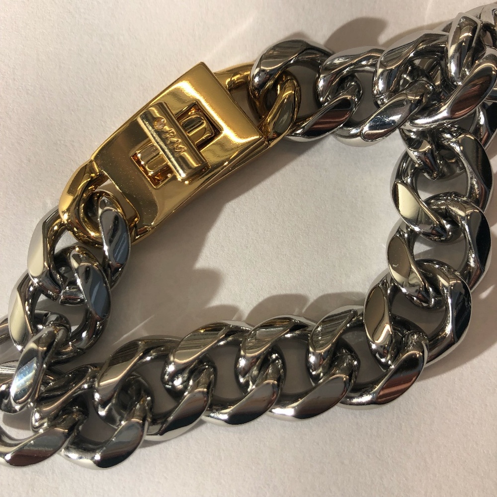 Rebecca Minkoff Two-tone Curb Chain Bracelet w/Padlock Closure